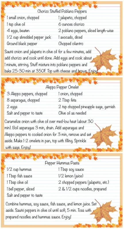 Recipe card: Chorizo Stuffed Poblano Peppers, Aleppo Pepper Omelet & Pepper Hummus Pasta